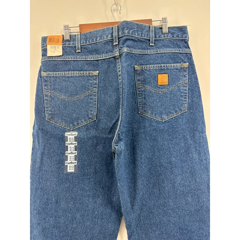 Carhartt B17 Relaxed Fit Tapered Leg Jeans Mens 38x34 Blue Denim Workwear NWT